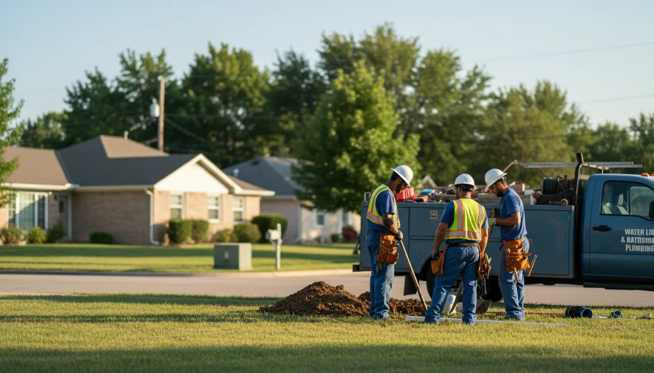 Residential water line and bathroom plumbing service in Kensington, KS